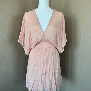 Peach Deep V Neck Dress